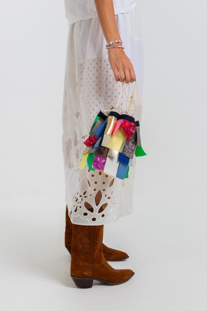 jupe en patchwork de broderies anglaises tulle dentelle coton thiane